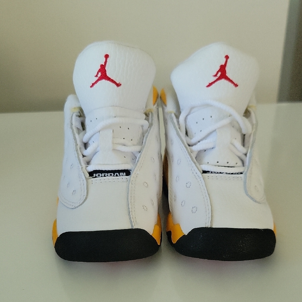 6c Jordan 13 Retro White and Yellow Sneakers